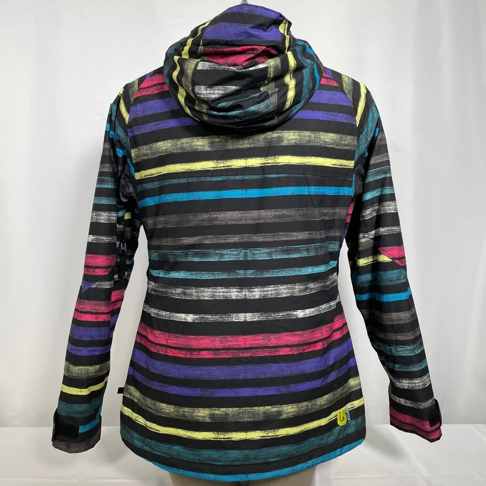 Burton Multicolor Stripes Hooded Winter Coat Ski Snowboard Jacket Women's SMALL - Picture 7 of 14